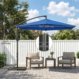 9.7 ft Offset Patio Umbrella with Water/Sand Fillable Weights, Garden Hanging Parasol with Locking Latch