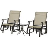Ensemble de 3 chaises berçantes glissantes et table à thé bistro