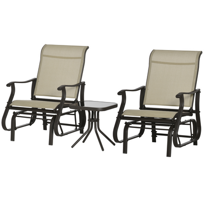 3PCs Gliding Rocking Chair & Bistro Tea Table Set