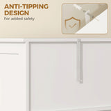 Freestanding Bathroom Cabinet with Glass/Louvred Doors, Tall Bathroom Cabinet for Kitchen
