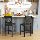 Counter Height Stools Set of 2, Farmhouse Bar Stools with Backs, Solid Wood Counter Stools for Kitchen Island