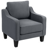Armchair, Modern Accent Chair with Pocket Spring, Linen Upholstered, Thick Padded