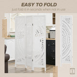 3 Panel Room Divider, 5.6 Ft Tall Portable Folding Privacy Screen, Wood Partition Wall Divider for Home Office