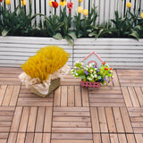 27 Pcs Tuiles de Terrasse Imbriquées en Bois, 12 x 12po Carrelage de Plancher Extérieur pour Usage Intérieur et Extérieur