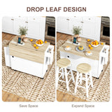 Kitchen Island with Storage, Rolling Kitchen Cart with Foldable Drop Leaf