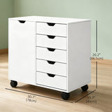 Mobile Filing Cabinet with 5 Drawers, Door and Adjustable Shelf, Rolling File Cabinet, Printer Table for Study