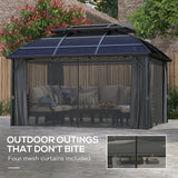 13' x 10' Patio Gazebo, Double Roof Outdoor Gazebo Canopy Shelter with Curtains and Aluminium Frame for Garden