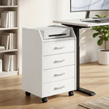 4-Drawer Vertical Mobile Filing Cabinet, File Cabinet with Lockable Wheels for Home Office