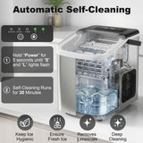 Portable Ice Maker Countertop, Self-Cleaning Ice Machine with 2 Bullet Ice Sizes