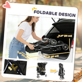 Poussette chien repliable 3 roues avec panier de rangement, auvent ajustable, porte-gobelet pour petits chiens