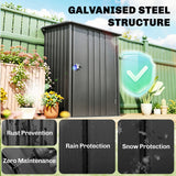 3.3' x 3.4' Lean-to Garden Storage Shed, Outdoor Galvanized Steel Tool House with Lockable Door for Patio