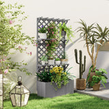 Raised Garden Bed, Wooden Planter with Trellis, Hanging Roof, Plant Shelf