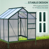 Serre en polycarbonate transparent 6,2' x 6,3' x 6,6' grande serre de promenade de jardin cadre à feuille galvanisée avec porte coulissante