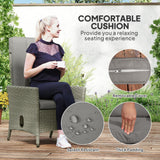 Chaise longue en rotin extérieure, chaise de patio inclinable en rotin avec dossier ajustable et coussin