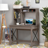 Bureau d'ordinateur avec étagère supérieure, Table de bureau à domicile avec étagères de rangement et compartiments ouverts pour l'écriture