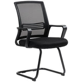 Ergonomic Desk Chair No Wheels, Padded Mesh Office Reception Chair with Sled Base