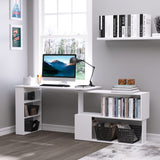 Bureau en L de 119,4 cm, bureau d'angle rotatif à 360°, bureau d'ordinateur réversible avec étagère de rangement pour bureau à domicile