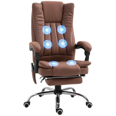 Office Chair 6-point Vibration Massage Chair Micro Fiber Recliner with Retractable Footrest