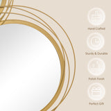 Metal Wall Art Gold Frame Circle Bathroom Mirror Decor Home Hanging Wall Sculptures, 42.25