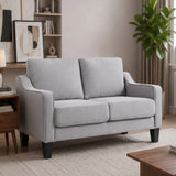 Loveseat Sofa, Linen Upholstered, Thick Padded