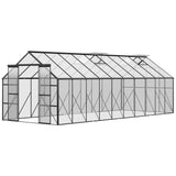 16' x 8' Aluminum Polycarbonate Greenhouse Walk-in Garden Greenhouse Kit with Adjustable Roof Vent