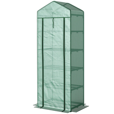 5 Tier Mini Greenhouse, Portable Outdoor Flower Stand with Shelf Clips, Indoor Greenhouse with Steel Frame, 27.25
