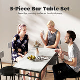 5-Piece Bar Table Set, Industrial Bar Table and Stools for 4 with Footrest and Steel Frame for Kitchen