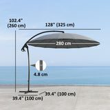 9FT Cantilever Umbrella with 16 Fibreglass Ribs, Offset Hanging Umbrella