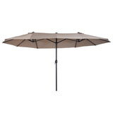 15ft Double-sided Patio Umbrella with Twin Canopy, Extra Large Outdoor Parasol with Crank for Pool