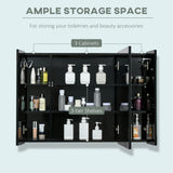 Bathroom Mirror Cabinet with LED and Adjustable Shelves