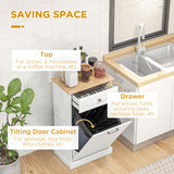 Kitchen Tilt Out Trash Bin Cabinet, Trash Can Holder with Drawer
