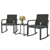 Ensemble de bistro berçant 3 pièces, mobilier de patio extérieur avec coussins