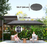 15' Outdoor Patio Umbrella with Twin Canopy Sunshade Steel Table Umbrella with Lift Crank