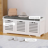 Banc de rangement pour chaussures rembourré avec coussin, avec 3 tiroirs, grand espace de rangement, tabouret de banc pour salon, meuble d'entrée