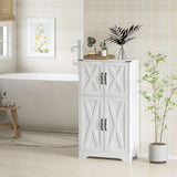 Farmhouse Kitchen Pantry, Freestanding Kitchen Pantry Storage Cabinet with Barn Doors and Adjustable Shelves