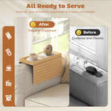 Bamboo Couch Arm Tray, Sofa Armrest Tray with Flexible Roll-up Design and Wide Compartment