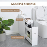 Meuble WC Compact, Colonne de Rangement Salle de Bain Étroite avec Tiroirs et Rangement Caché