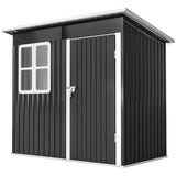 7' x 4' Galvanised Steel Outdoor Storage Shed, Lockable Wide Door and Air Vents