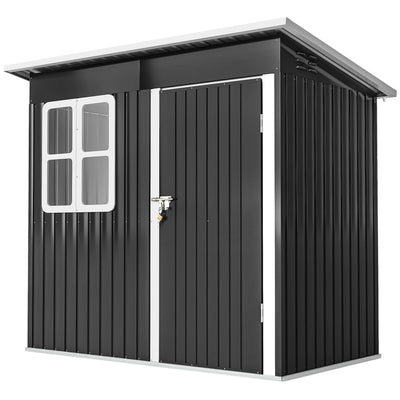 7' x 4' Galvanised Steel Outdoor Storage Shed, Lockable Wide Door and Air Vents