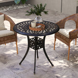 30-inch Round Patio Dining Table with Umbrella Hole Cast Aluminium Outdoor Bistro Table