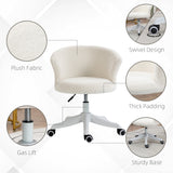 Armless Office Chair, Fluffy Computer Desk Chair with Adjustable Height, Swivel Wheels, Mid Back