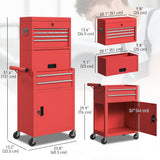 Large Tool Cabinet, 3-in-1 Rolling Tool Chest, Detachable Tool Storage Organizer with 6 Drawers and Pegboard