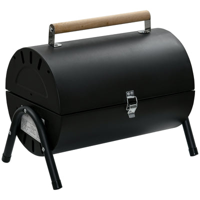 Outdoor Charcoal BBQ Grill, Tabletop Folding Barbecue Grill with Handle, 17.3