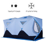 5-8 Person Insulated Ice Fishing Tent Shelter with Ventilation Windows and Carry Bag, for -22℉