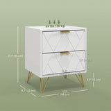 Modern Bedside Table, Accent Nightstand with 2 Drawers, Bed End Table for Bedroom