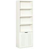 4-Tier Open Bookshelf with Doors Modern Home Office Bookcase Storage Cabinet for Living Room Bathroom Study