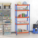5-Tier Heavy Duty Garage Shelf, Metal Shelving Unit with Adjustable Shelves, Metal Frame, 31.5