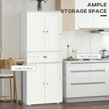 Meuble de rangement pour garde-manger de cuisine de 72 po, armoire de rangement de cuisine moderne avec 4 portes et 3 étagères réglables