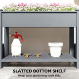 Wooden Raised Garden Bed with 2 Foldable Side Pots, Raised Planter with Storage Shelf and Drainage Holes