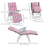 Set of 2 Garden Sun Lounger, Outdoor Reclining Seat Cushioned Seat, Foldable Adjustable Recliner